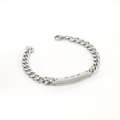 Pulsera para hombre de eslabones cubanos en acero inoxidable con placa de cruz grabada - Acero Inoxidable / Color Acero