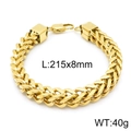 8mm wide golden stainless steel franco chain bracelet for men with lobster clasp - 8mm Gold Color (KB139963-K)