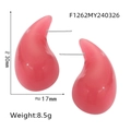 Boucles d'oreilles gouttes en résine rose et acier avec dimensions de 30 mm - Rose foncé