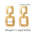 Gold plated geometric double-layered rectangular earrings with 4.2cm height and 2.0cm width - Gold Rectangle Three-Link Style (KE1016)
