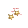 Golden starfish charm pendant for DIY jewelry making, size 15x13mm with 1.8mm hole - 13x15mm Smooth Starfish Gold