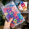 Mixed candy colors high elasticity seamless hair ties in a frosted zipper storage bag - Approx 100 Pieces Bagged / Colorful