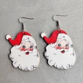 Classic Santa Claus earrings with red hat and white beard in a pair on grey background - Santa Claus