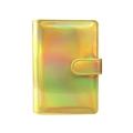 Golden laser iridescent A6 notebook cover with snap button closure and PU leather stitching - Laser Yellow (Cover Only)