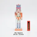 26cm candy themed wooden nutcracker soldier in blue and orange with lollipop and gift box - Orange & Blue Candy Soldier Nutcracker(TN2519) / 26cm