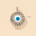 Silver evil eye pendant with colorful gemstones and enamel, size 3.1cm by 2.2cm - Silver Evil Eye Radiant Colorful Zircon Pendant (17-6)