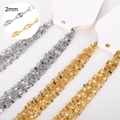 Detail of 2mm stainless steel DIY necklace chains in gold and silver finishes - Gold / 2mm Link Chain (38+7cm)