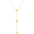 Elegant gold Y-shaped necklace with three polished heart pendants on a slim chain - Gold Tone (Y-Shape Heart) (N-021)