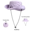 Chapeau de soleil violet pliable avec cordon réglable pour la randonnée en plein air - Taille Unique (54-58cm) / Violet
