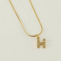 Golden stainless steel chain necklace featuring a crystal-encrusted letter H pendant - Letter H (With Chain)