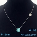 Collier argenté avec pendentif marguerite en émail sarcelle et strass clairs brillants - Collier Couleur Acier (KN236620-KLX)