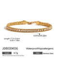 18K gold-plated stainless steel paperclip chain bracelet with sparkling cubic zirconia inlay - Stainless Steel Gold Mesh Pave Style (JDB0304036)