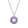 925 silver necklace with circular pendant featuring purple triangle-cut cubic zirconia - Pendant with Chain