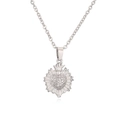 Collier exquis avec pendentif sacré cœur plaqué argent, couronne et pierres zircons - Argenté