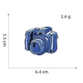 Blue camera embroidered patch with size dimensions 5.5cm x 6.4cm for guitars and bags - Blue SLR Camera