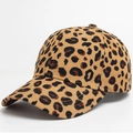Damen Baseballkappe mit Leopardenmuster aus dickem braunem Cordstoff - Verstellbar (55-59cm) / Dunkelgelb
