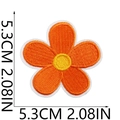 Detailed view of orange and yellow embroidered flower patch with dimensions 5.3cm x 5.3cm - Style 13 (Orange Yellow Flower)