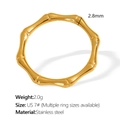 Minimalistischer vergoldeter Edelstahlring mit Bambus-Design in US-Größe 7 - US 7# / Goldener Ring (JZ116G7)