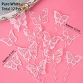 Set of 12 elegant white hollow butterfly cake toppers for Queen Day party decorations - PVC Butterfly AB Style (12 Pcs) / Pure White