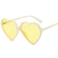 Fashionable heart shaped sunglasses with cream white frame and translucent yellow lenses - Cream Frame Yellow Lens