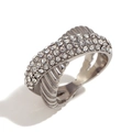 Kreuz Diagonalstreifen Strass Ring-Silber-US 6