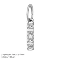 Silver vertical bar pendant with four round zircons, size 6.5-7mm, stainless steel base - I-Silver