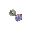 Pendiente de acero inoxidable plateado con piedra de ópalo azul púrpura y base plana - Plata Opale Púrpura Azul