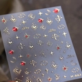 Golden and red starry sky nail stickers M-863 with 3D embossed stars and moon design - M-863-Celestial Theme (Gold Foil + Jelly)