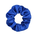 Detail of royal blue satin scrunchie showing smooth texture and elegant fabric folds - Royal Blue