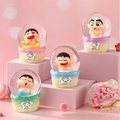Cute Crayon Shin-chan glowing glass crystal ball night light ornaments in pink theme - 2229# (lights + Snowflakes)