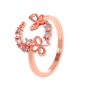 Rose gold triple butterfly ring with sparkling cubic zirconia on a minimalist white background - Rose Gold Wreath Style (8328)