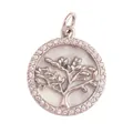 Micro-pave Tree of Life charm pendant with white crystals and mother of pearl inlay - Hollow Tree of Life-White Gold