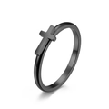 Minimalist black stainless steel ring featuring a 3D hollow cross design for couples - Size 6 / Black Women's Style