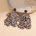 Macro shot of chiffon petal earrings with leopard print and vintage brown beads - 925 Silver Pin/Chiffon / Light Coffee Leopard