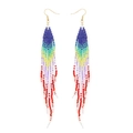 Bohemian long tassel earrings with rainbow gradient beads and gold ear hooks - Rainbow Gradient Tassel