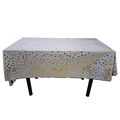 White disposable rectangular plastic tablecloth with shimmering gold polka dot patterns - 54*72inch / White Gold Polka Dots