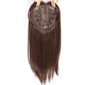 Brown long straight hair topper with internal lace base and secure clips for women - Tan