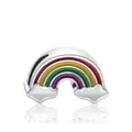 S925 silver rainbow charm with colorful enamel and white clouds for DIY jewelry making - Silver Rainbow
