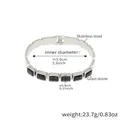 Silver stainless steel bracelet featuring rectangular black glass stones with a sleek clasp - Black Glass Stone / Steel