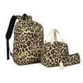Dreiteiliges Schulrucksack-Set mit Leopardenmuster, inklusive Kühltasche und Federmäppchen - Dreiteiliges Set / Leopardenprint