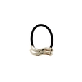 Minimalist silver wavy metal hair tie with high-elastic black band for ponytails - Approx. Equal 4cm / Silver