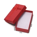 Red jewelry gift box with textured finish, white sponge pad, and ribbon bow, 8x5x2.8cm size - Red Jewelry Set Box 1 (5x8x2.8cm)
