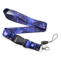 Starry universe pattern lanyard in deep blue and purple with a sturdy metal clasp - KP792-8 Deep Blue Purple Starry
