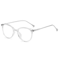 Occhiali cat-eye minimalisti con montatura trasparente e stanghette in metallo argento - Montatura Argento Bianco Trasparente / Anti luce blu