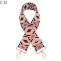 Adjustable wide canvas shoulder strap with pink and brown diamond geometric patterns - C-12 Pink Diamond Gold Buckle