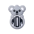 Ciondolo koala in silicone grigio con scritta MOM bianca per catenelle ciuccio e scarpe - Mamma Koala MOM