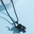 Collana hip hop con ciondolo elefante nero e catena a scatola per stili uomo trendy - Nero