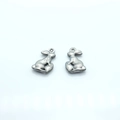 Hollow silver rabbit charms in stainless steel for DIY jewelry making and pendants - Rabbit
