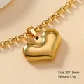 Golden heart pendant necklace with polished mirror finish and thick linked chain 20x15mm - 43-Smooth Gold Heart