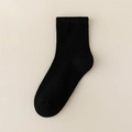 Classic black mid-calf ribbed cotton socks for kids in a minimalist solid color design - 3-5 Years (Feet length 13-15cm) / Flat Single Rib / 5 Pairs / Black